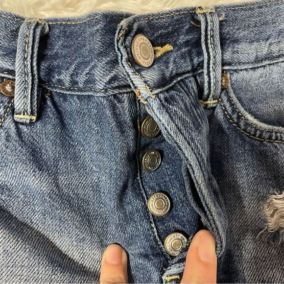 W25 Distressed Destroyed Blue Denim Jean Shorts Free People We The Free - Picture 6 of 8